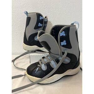 Liquid Womens 7.5 Snowboard Boots Black Gray Blue Lace Up Hooks All Mountain